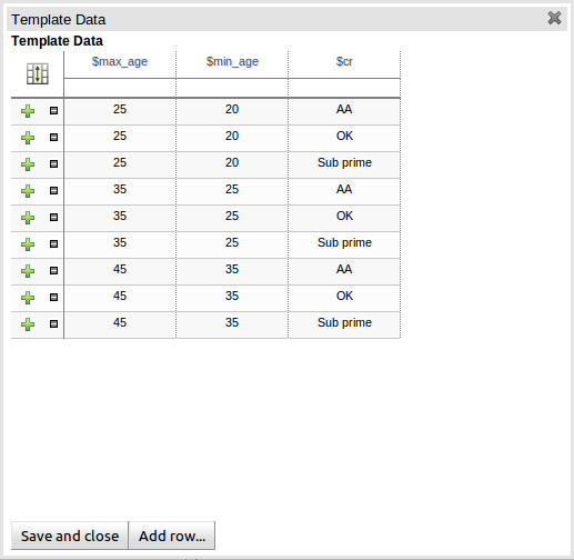 A Template Data Grid that is flexible with rules.
