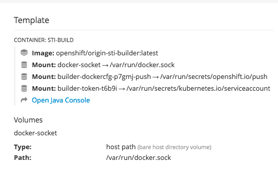 Pod with a Link to the JVM Console