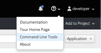 CLI dropdown from Help icon