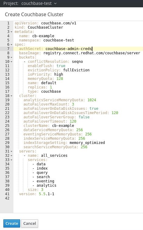 create couchbase cluster