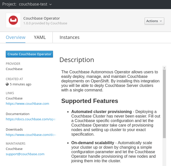 Couchbase operator overview