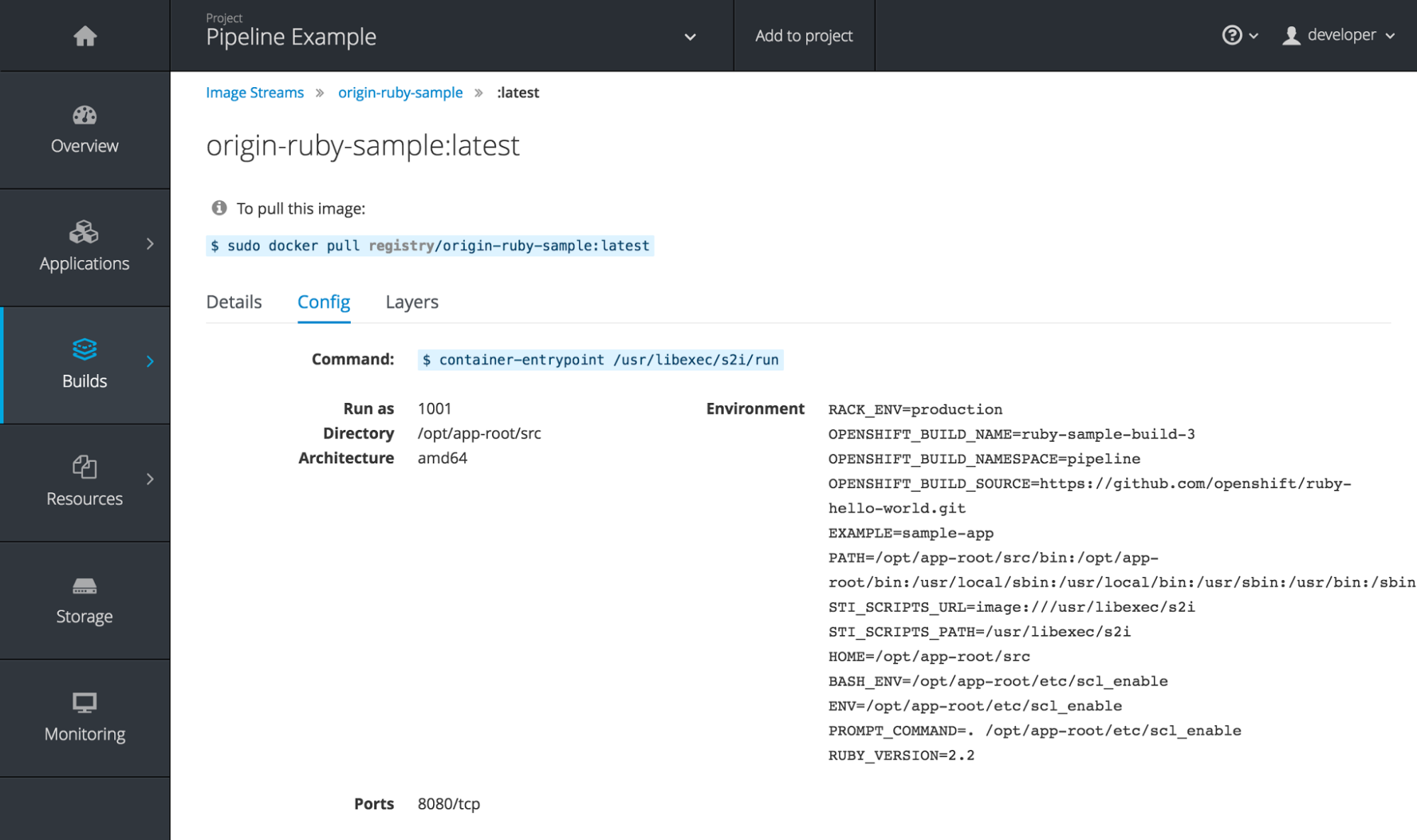 Image Stream Tag Configuration