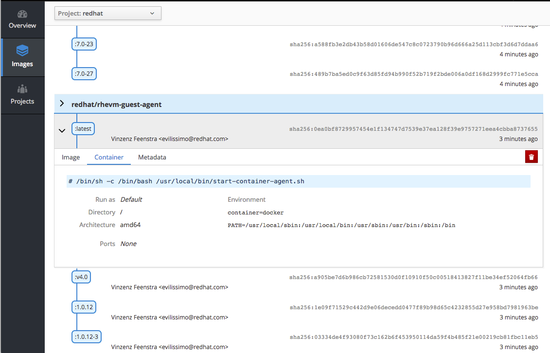 Stand-alone Registry User Interface: Image Metadata