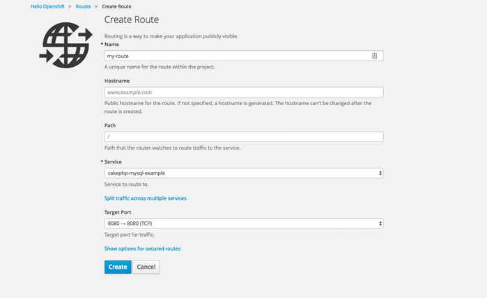 Creating a Route Using the Web Console