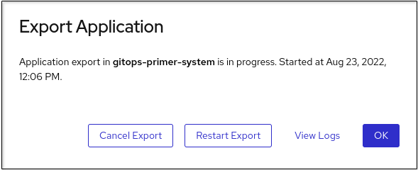 export application dialog box