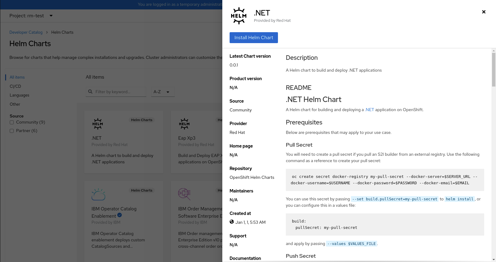 odc helm chart devcatalog