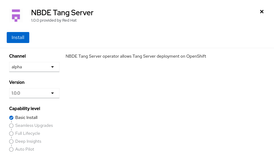 NBDE Tang Server Operator in OperatorHub