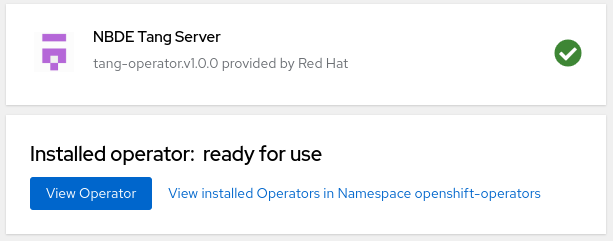 Confirmation of a NBDE Tang Server Operator installation
