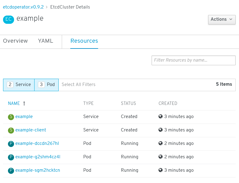 etcd operator resources