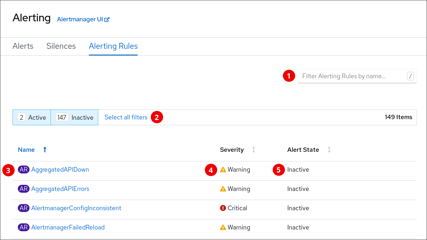 monitoring alerting rules screen