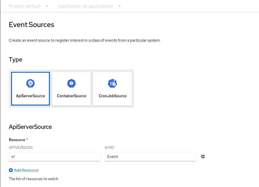 ApiServerSource の作成