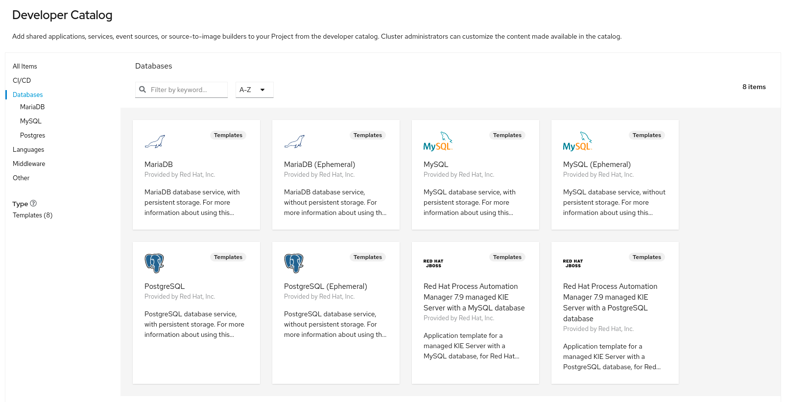 odc devcatalog mariadb