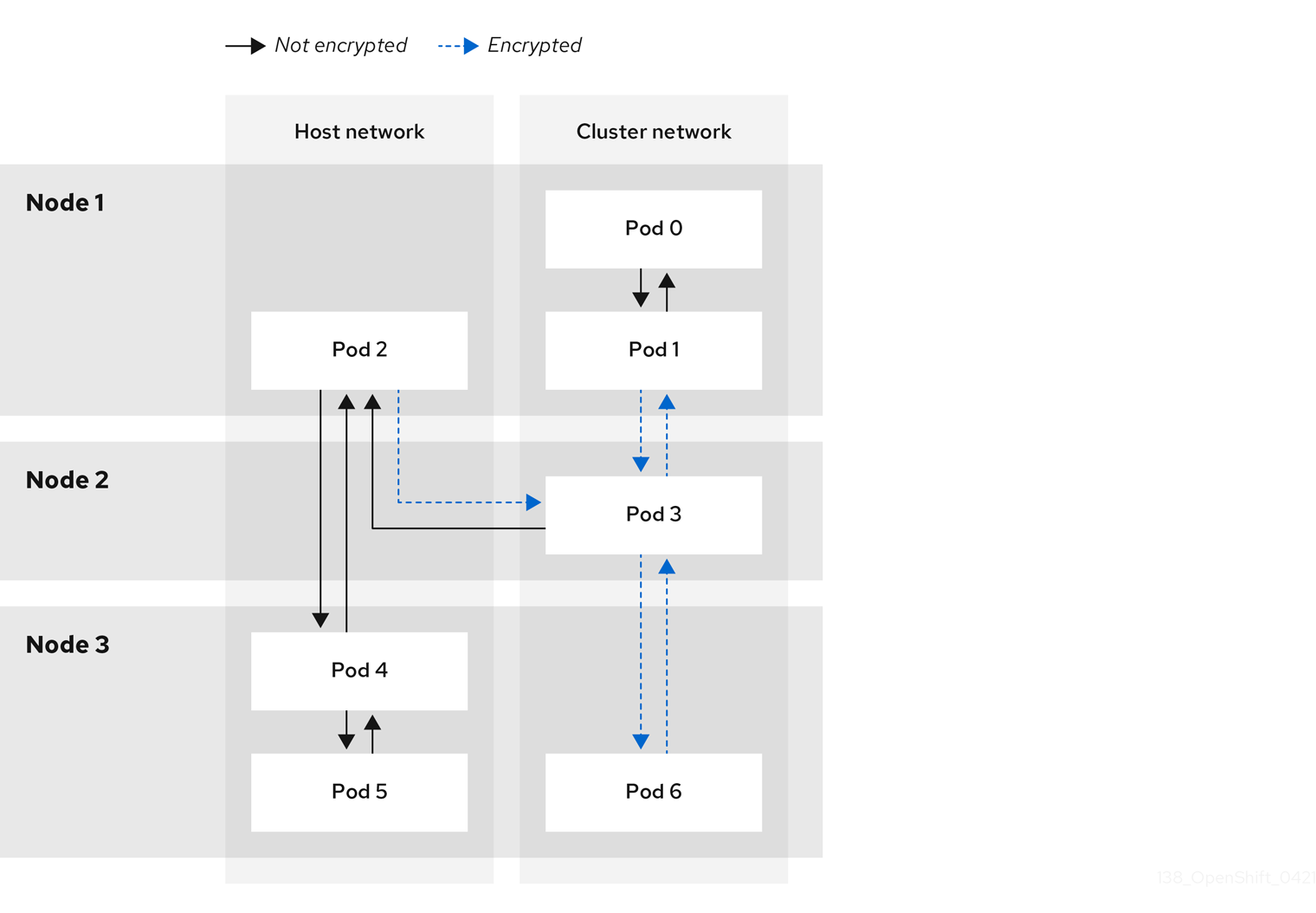 IPsec encrypted and unencrypted traffic flows