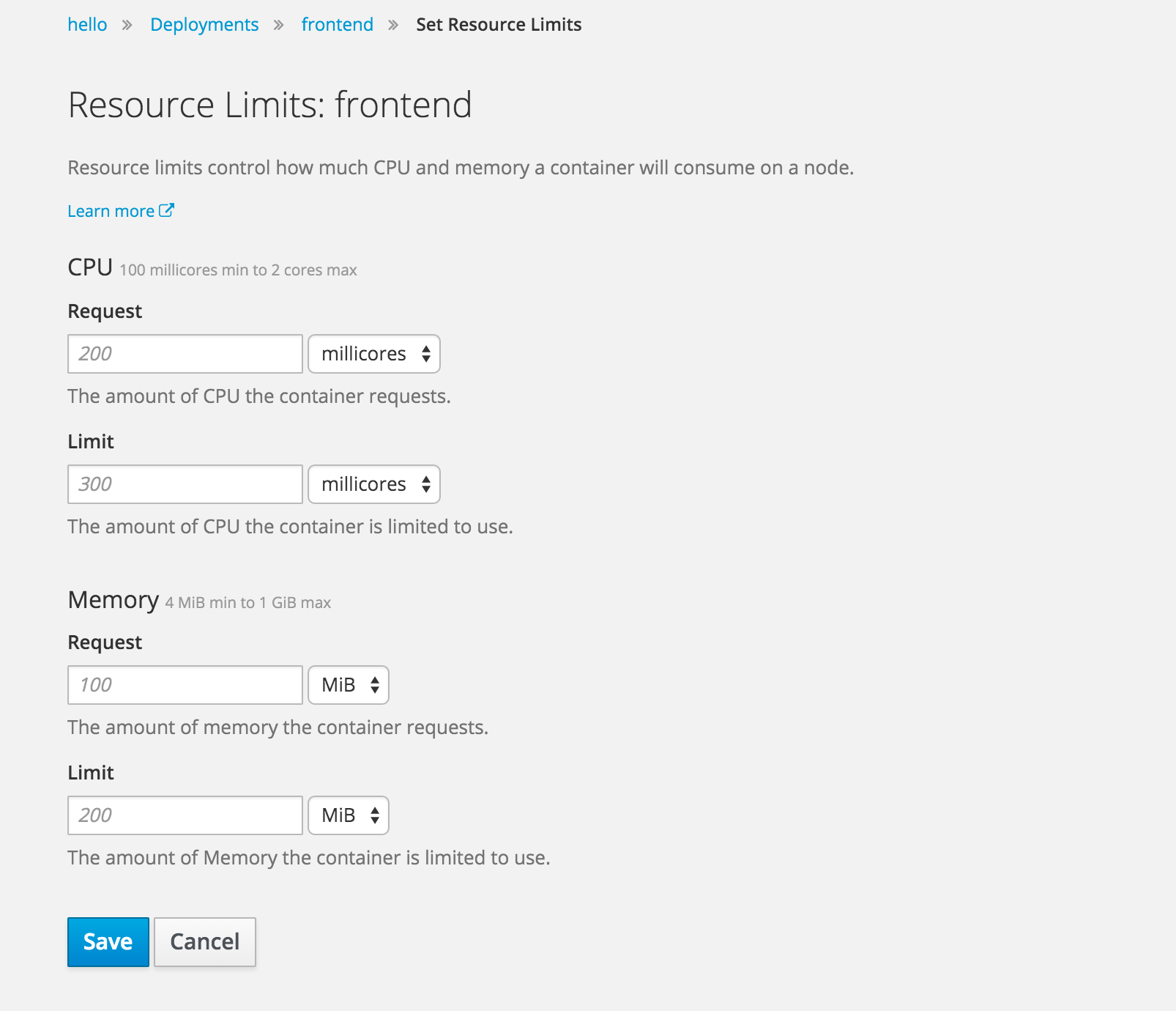 Set Resource Limits