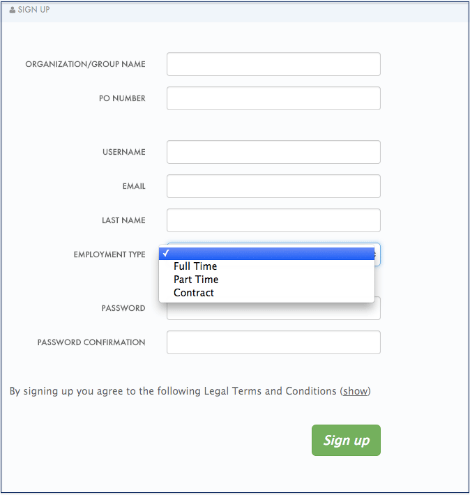 signup with new fields