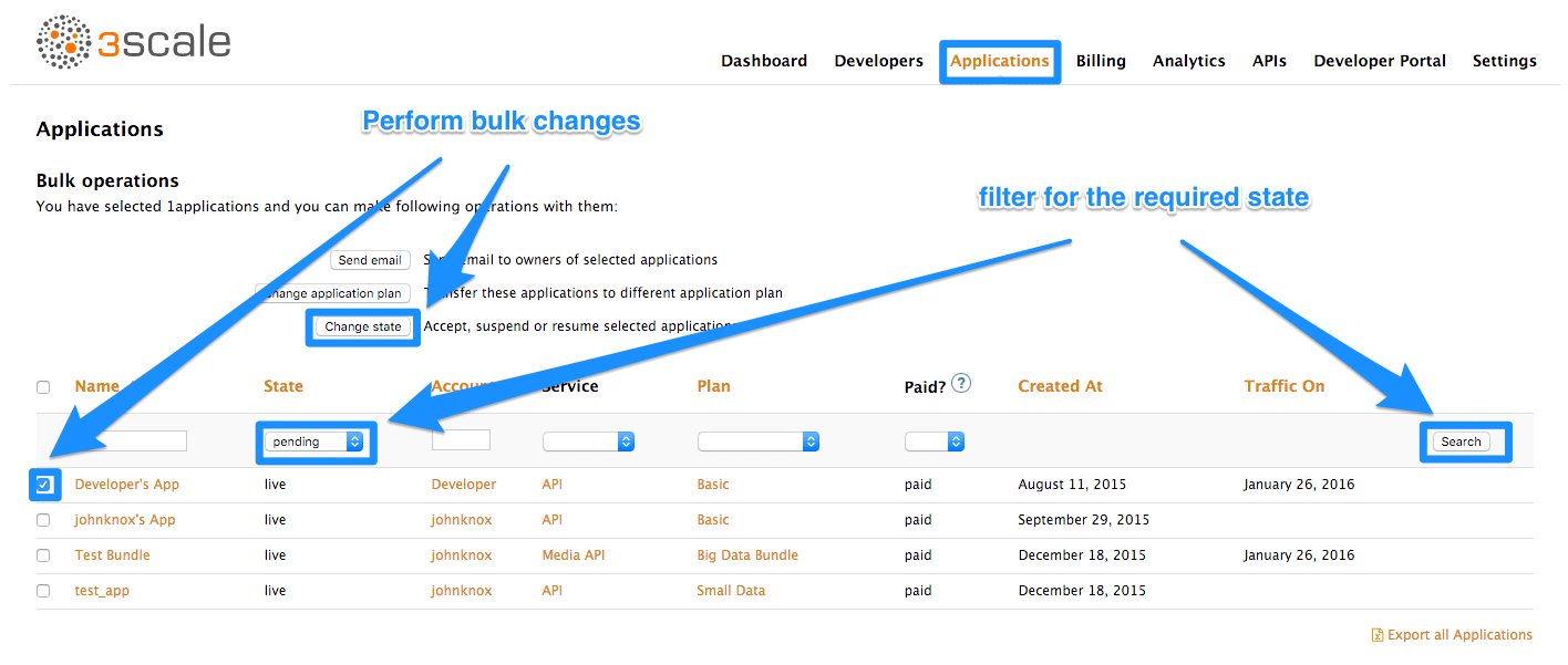 Developer bulk approvals apps