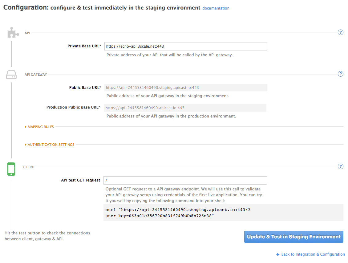 Setting up your API in the APIcast staging
