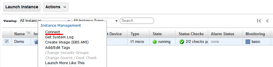 Connecting to the Amazon Instance