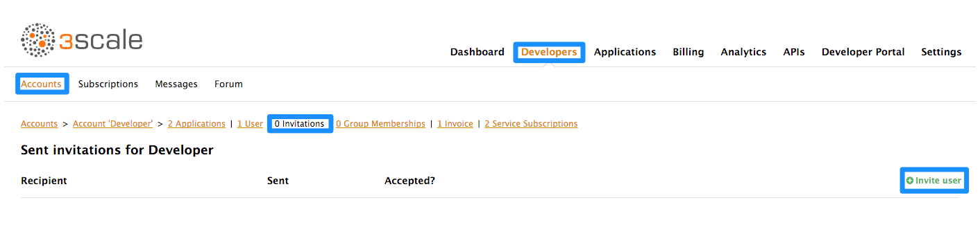 Developer invite user