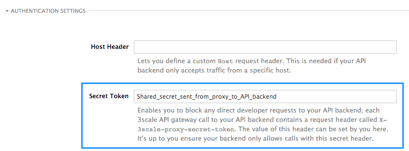 Proxy secret token