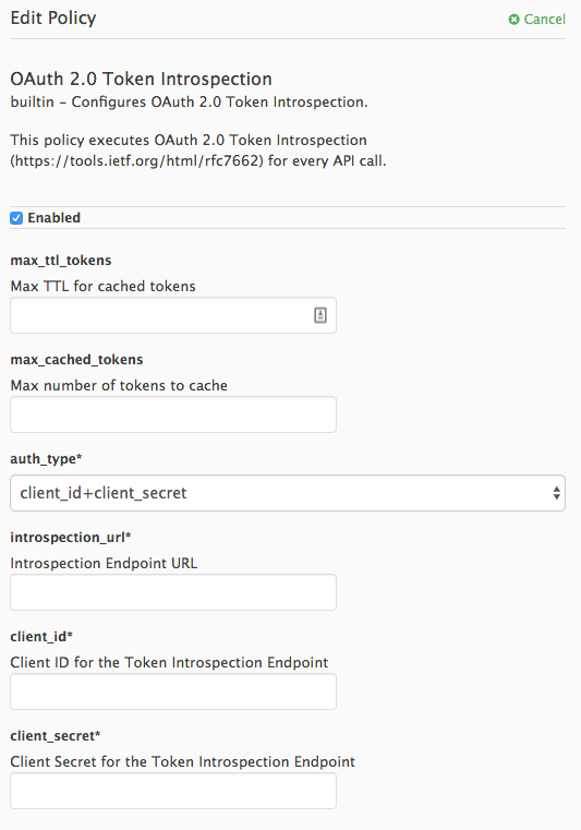 OAuth 2.0 令牌内省配置