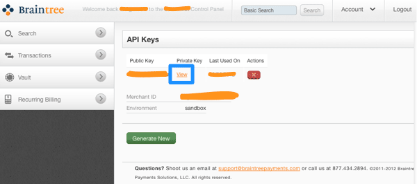 Braintree keys