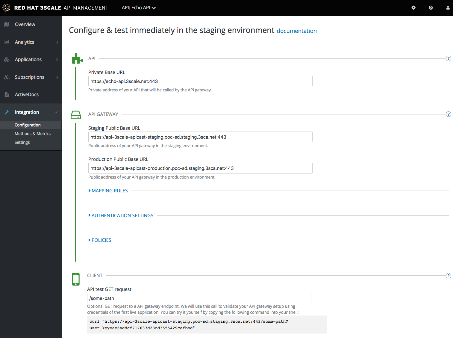 3scale API gateway staging