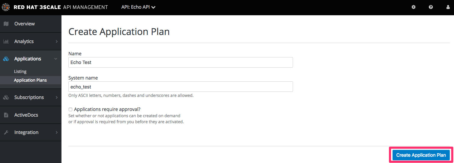 Echo API application plan