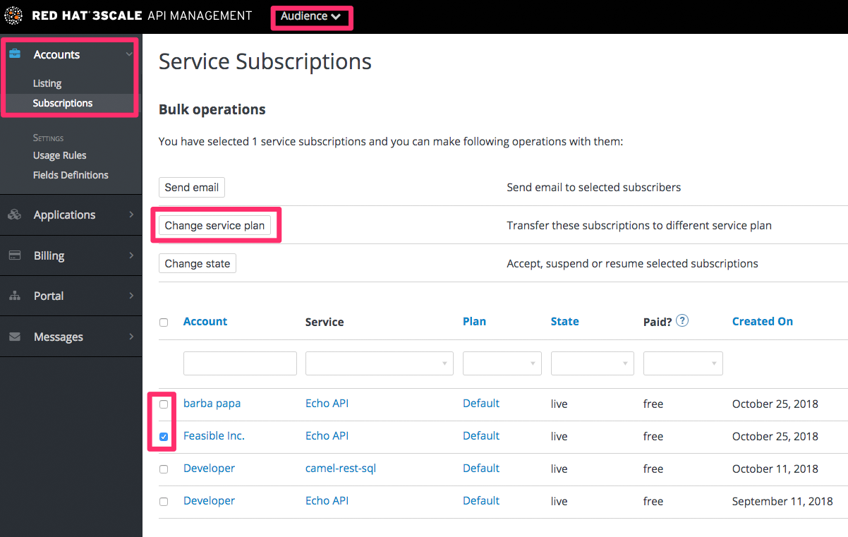 Change service plan