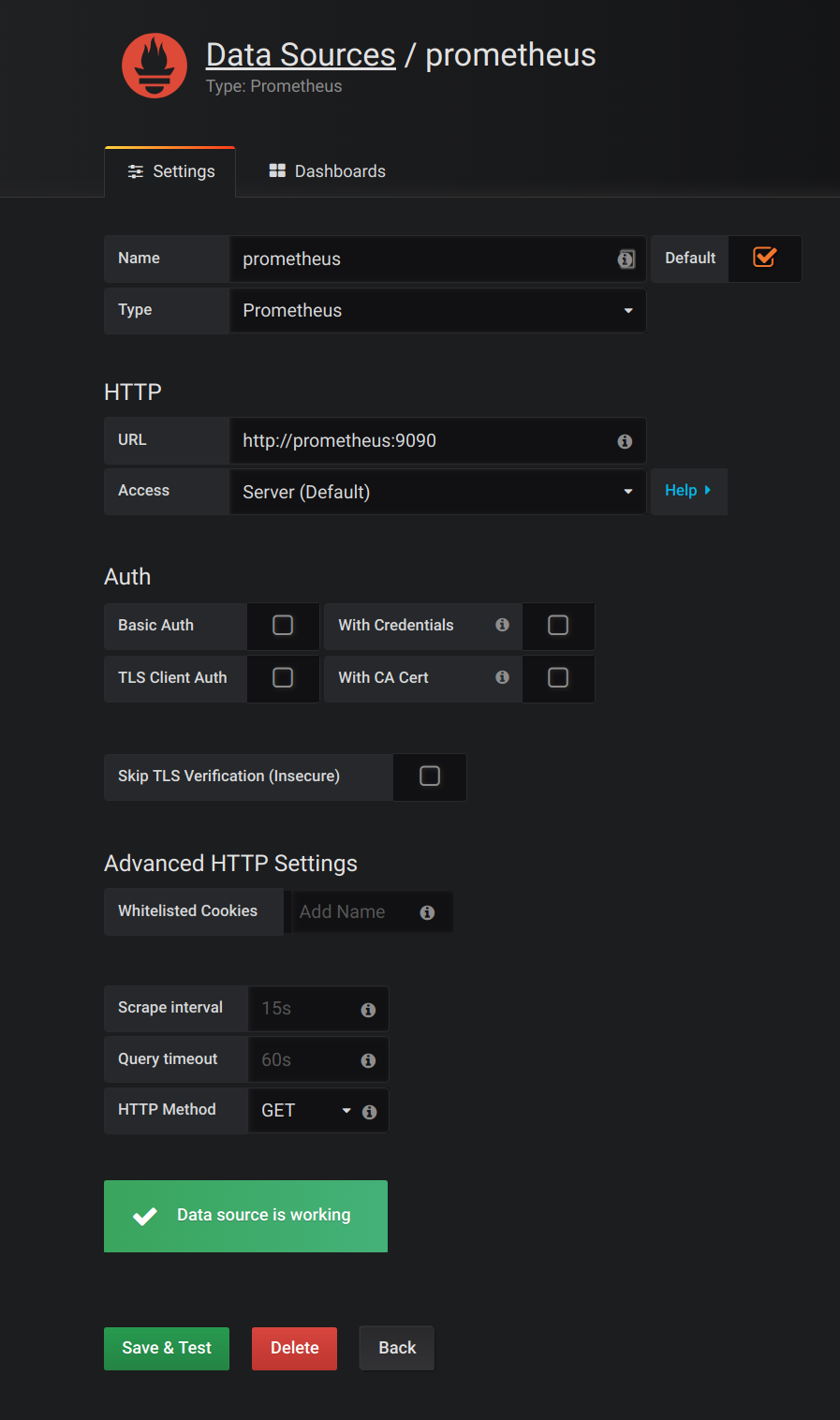 Add Prometheus data source