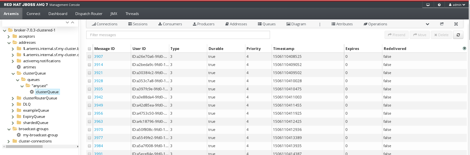 AMQ Management Console Browse Queue