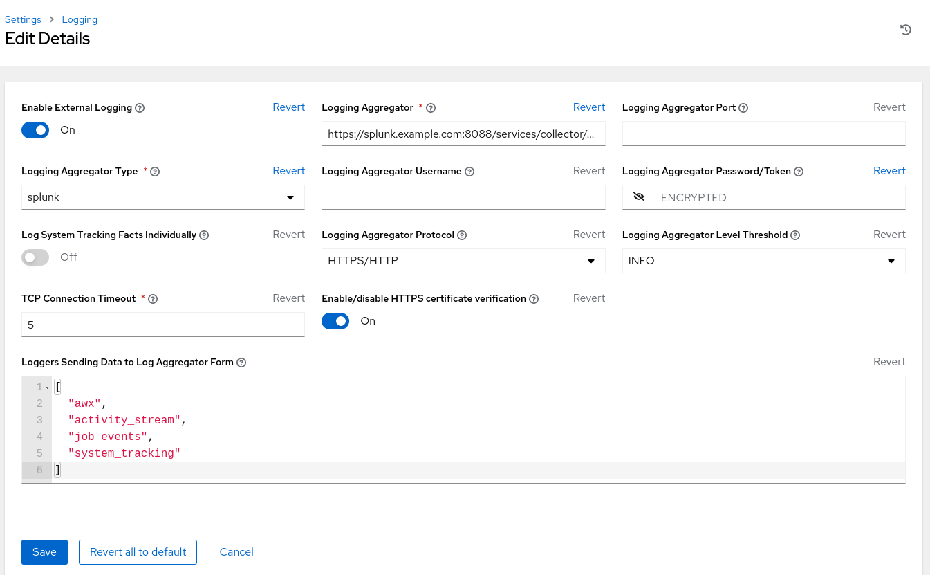 logging details