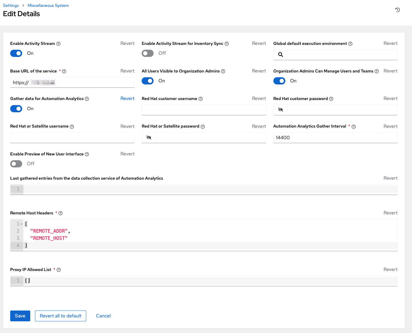 Misc. system settings