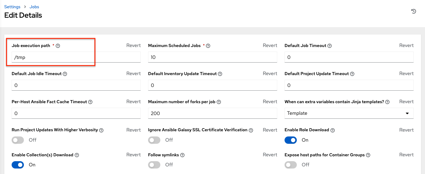 Configure execution path