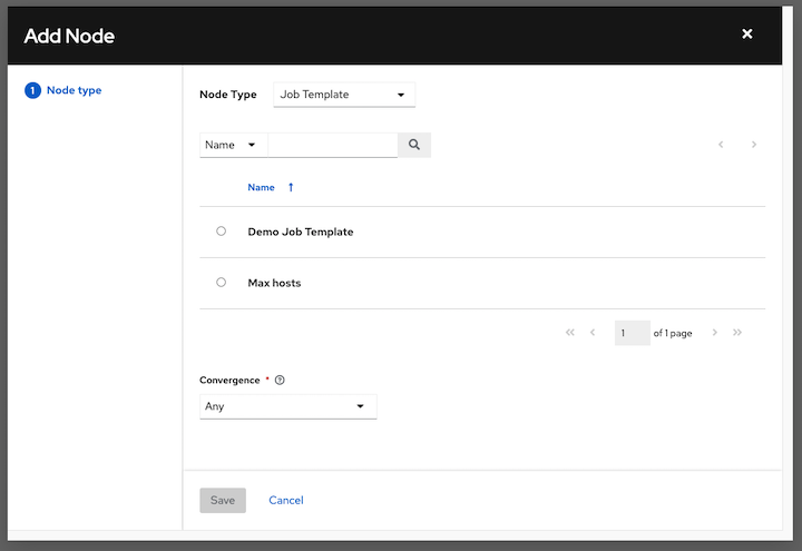 Add Node workflow job template