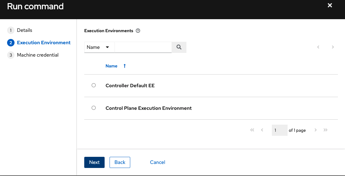 Chose execution ennvironment