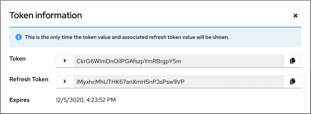 User -token information