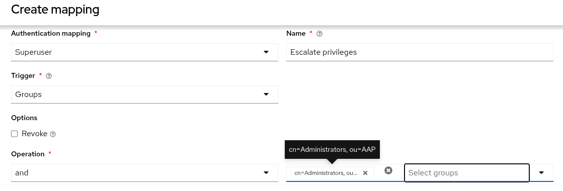 Escalate privileges mapping example