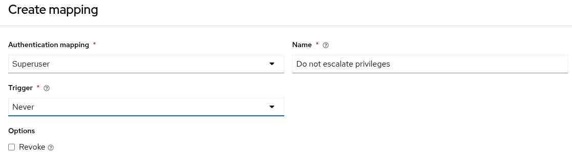 Do not escalate privileges mapping example