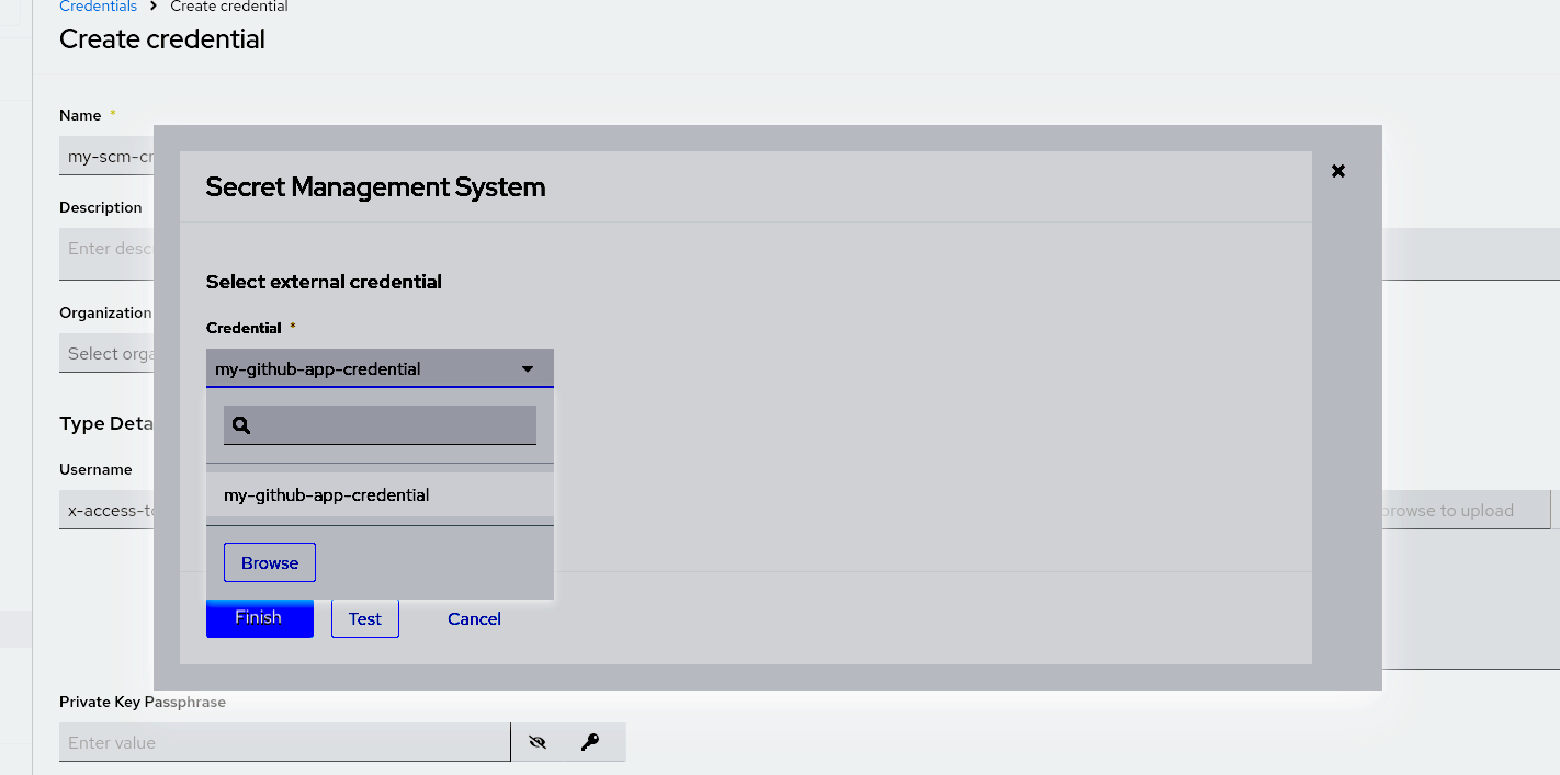 Target credential secret info