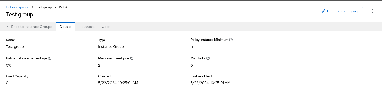 Instance group successfully created