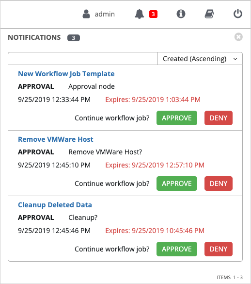 Node approval notifications