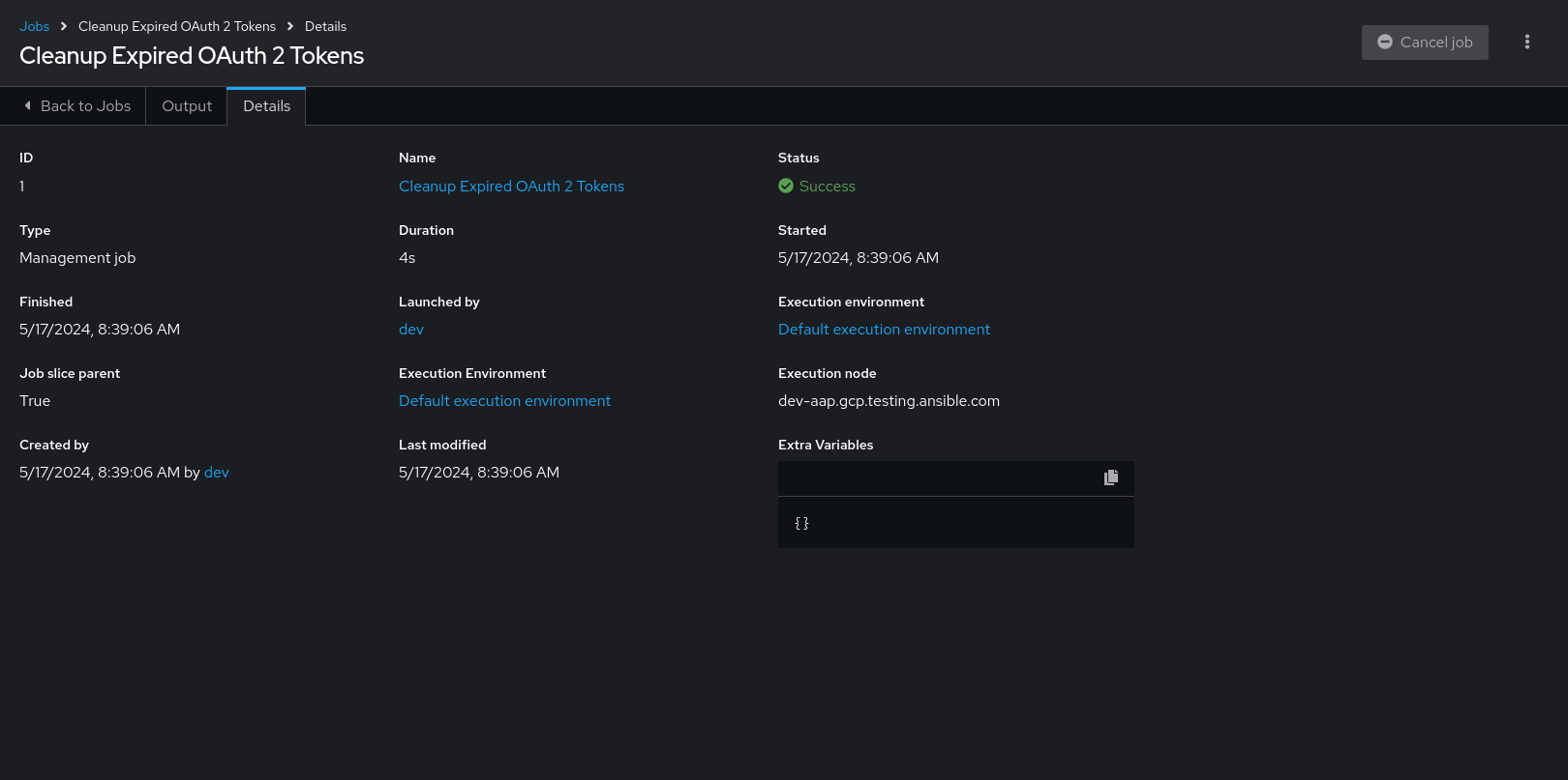 Instance group job details