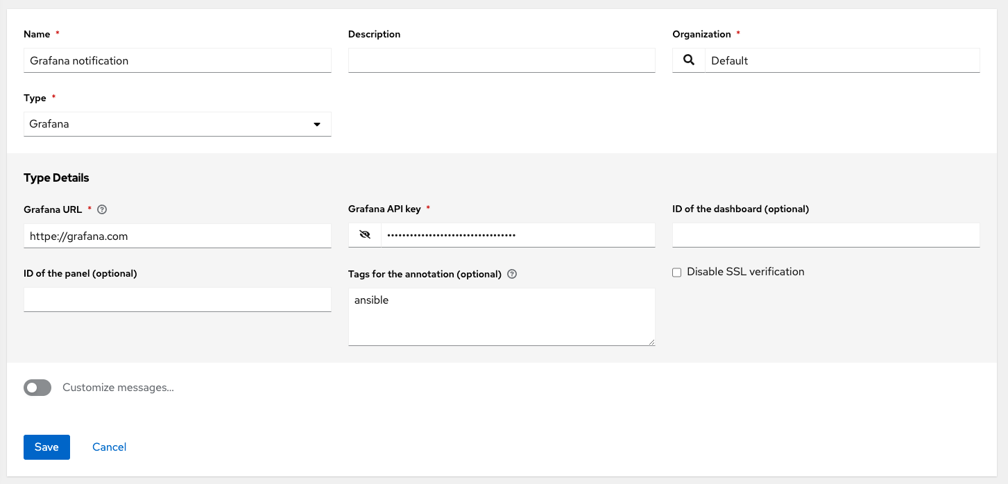 Notification template Grafana