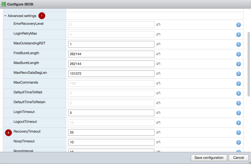 esx web client iscsi recovery timeout mod step4