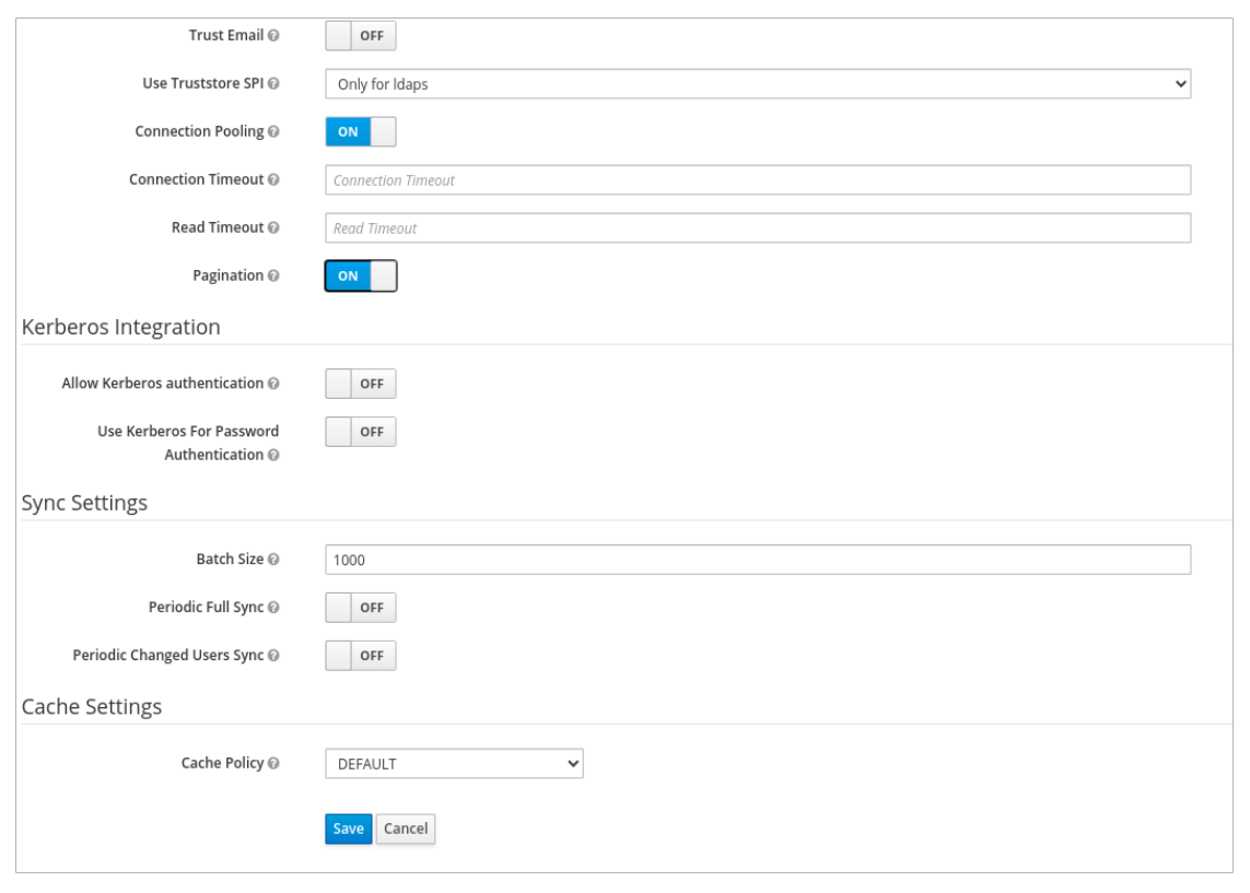 User Federation Lowerpane