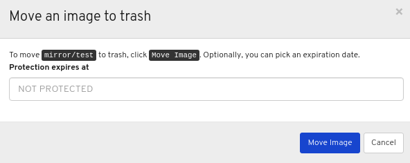 Move image to Trash window
