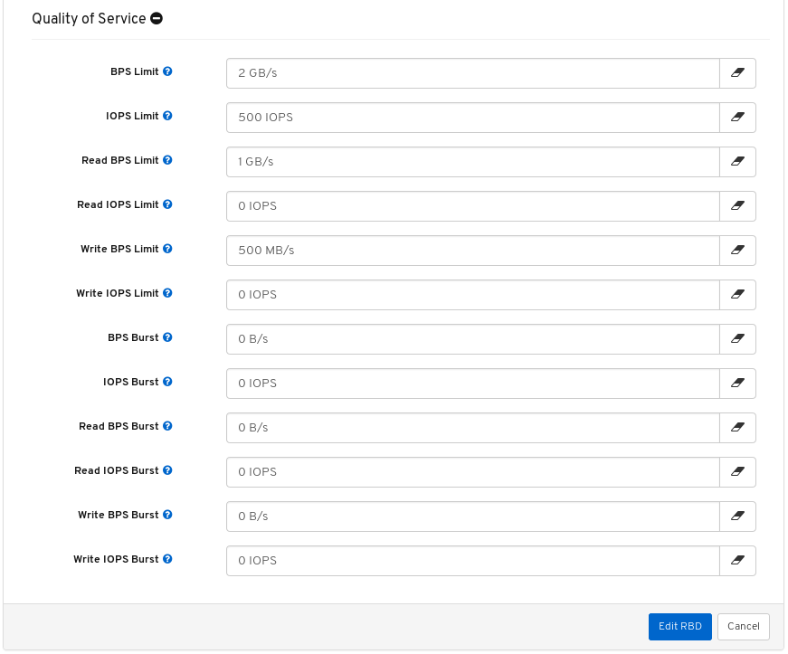 Enter values for QoS settings.