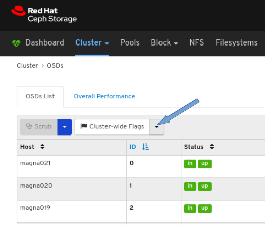 Click the Cluster-Wide Flags drop-down.