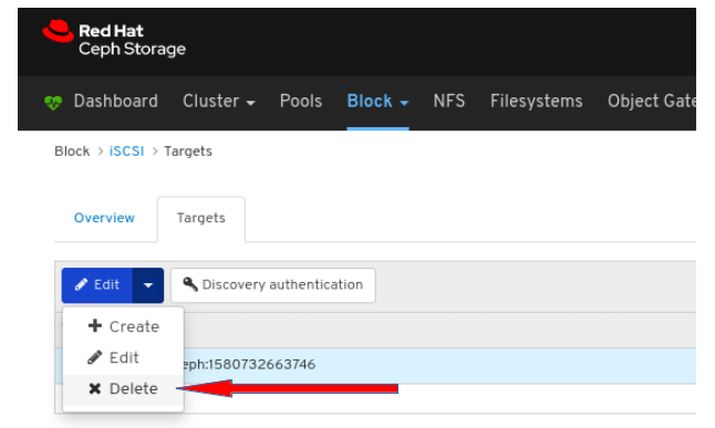 Delete target initial view